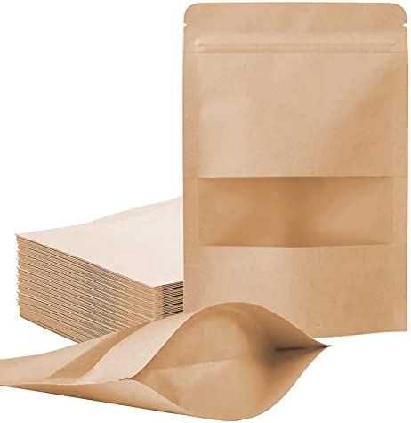United Pacific Fiji Pte Ltd - Kraft Stand Up Pouches. Zip lock food storage  bags with window, Reusable, Heat-Sealable Stand Up Brown Paper Pouches.  Available is assorted sizes. Your ideal choice for