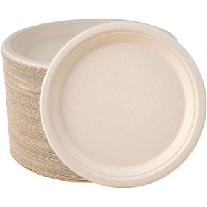 Compostable Disposable Paper Plates 6 inch Super Strong Paper Plates 100%  Bagasse Natural Biodegradable Eco-Friendly Sugarcane Plates(white)